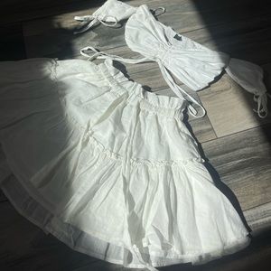 SHEIN Off Shoulder Drawstring Knot Ruched Front Shirred Back Top & Skirt Set